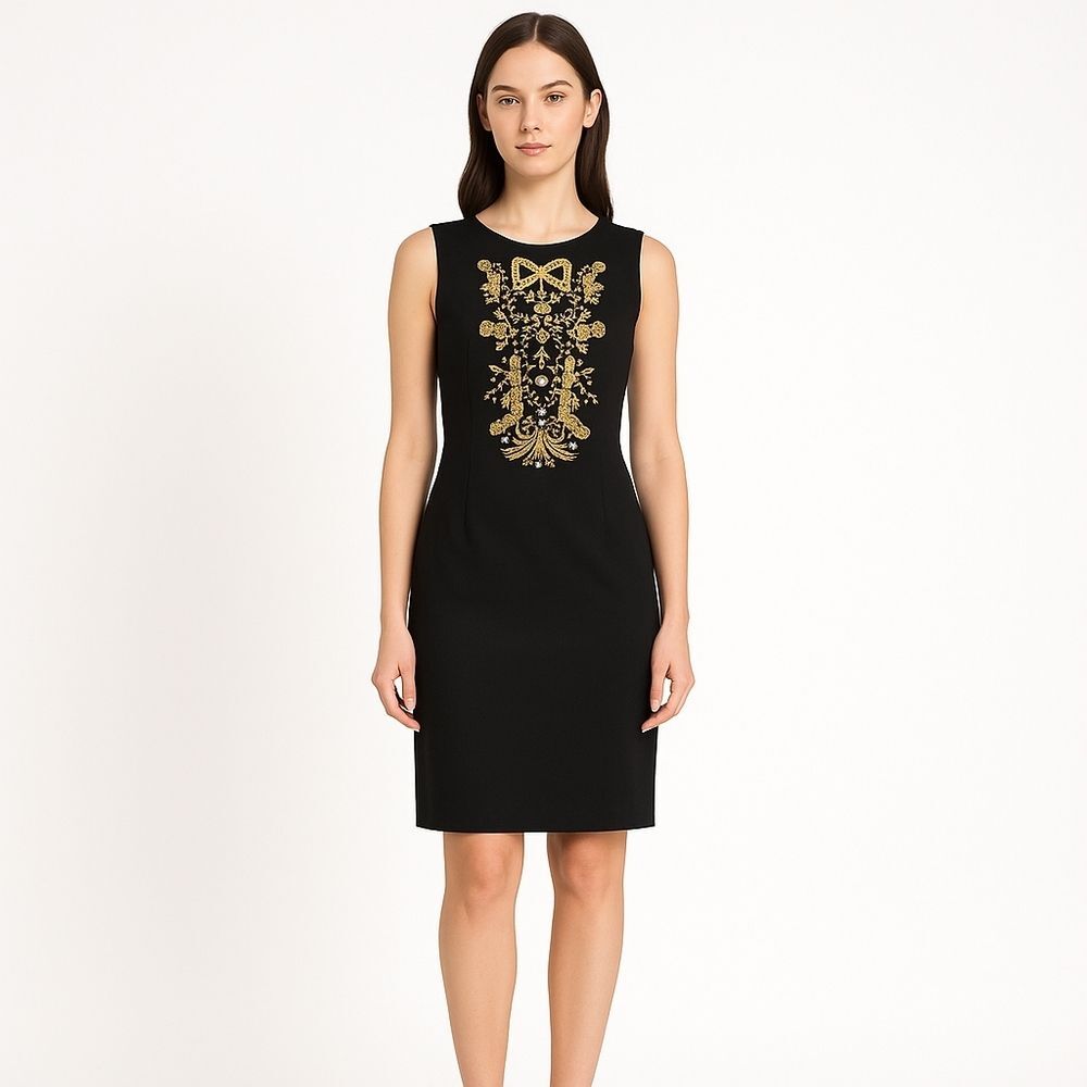 Juicy Couture Womens Vintage Black Bodycon Embellished Dress Size 14 Cocktail